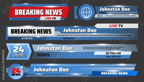Screensavers, vector breaking news live broadcast photo