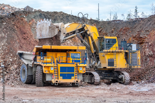 yellow excavator on construction site