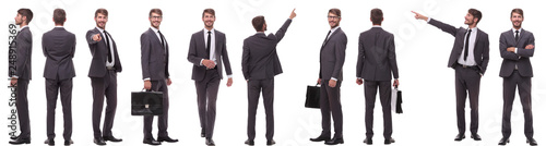 panoramic collage of various photos of a young businessman