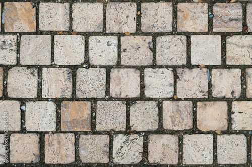 Texture cobbled road of natural stone