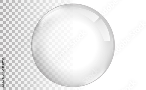 Transparent glas. White pearl, water soap bubble, shiny glossy orb realistic design elements photo