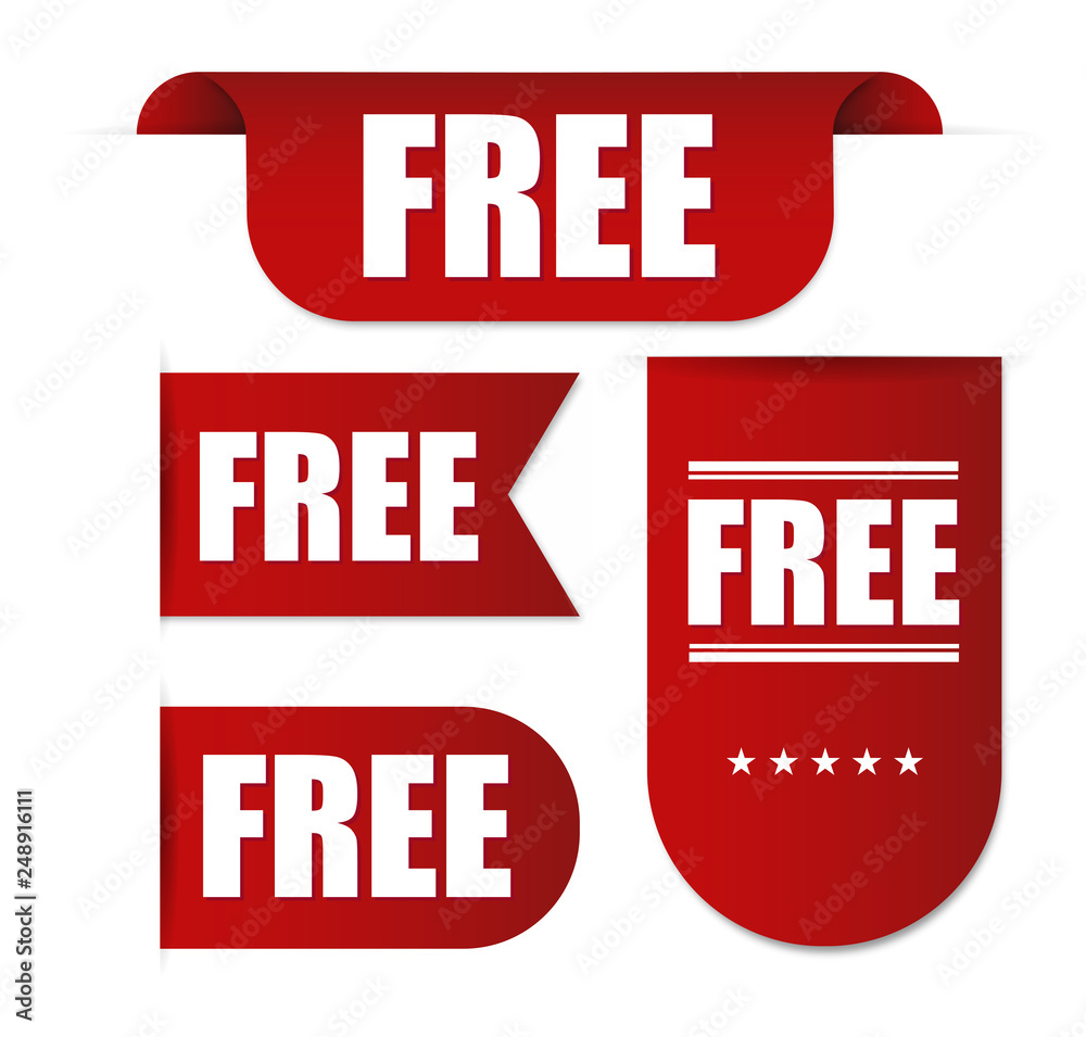 Big red free Ribbon. Vector Illustration Stock Vector | Adobe Stock