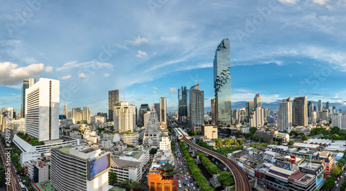 Photography Bangkok Cityscape Business District , Height Tower , Office , Condominium - Pano