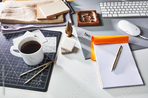 Desk with work materials 