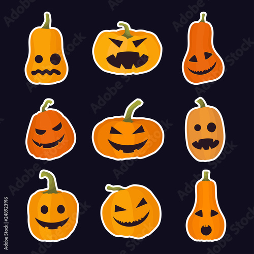 Halloween pumpkin emotions stickers pack