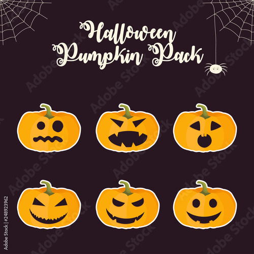 Halloween pumpkin stickers pack
