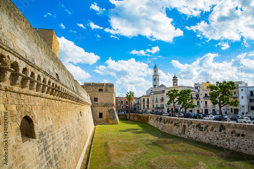 Swabian castle walls and city view in Bari, porvince Puglia, Italy  photo