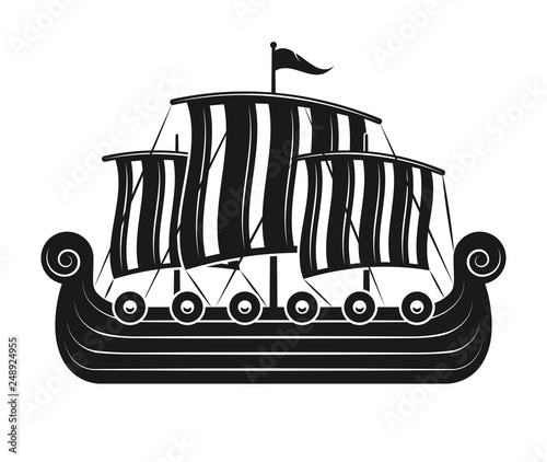 Vikings sail boat or scandinavian drakkar vector