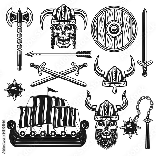 Vikings and scandinavian warriors  vector objects