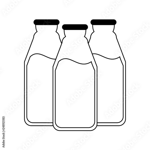 milk bottles set black and white