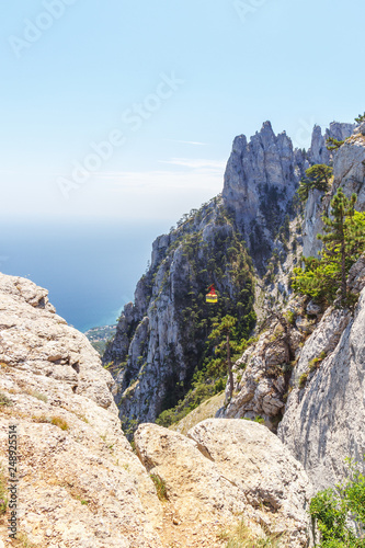 The slope of Mount Ai-Petri and the cable car, Crimea