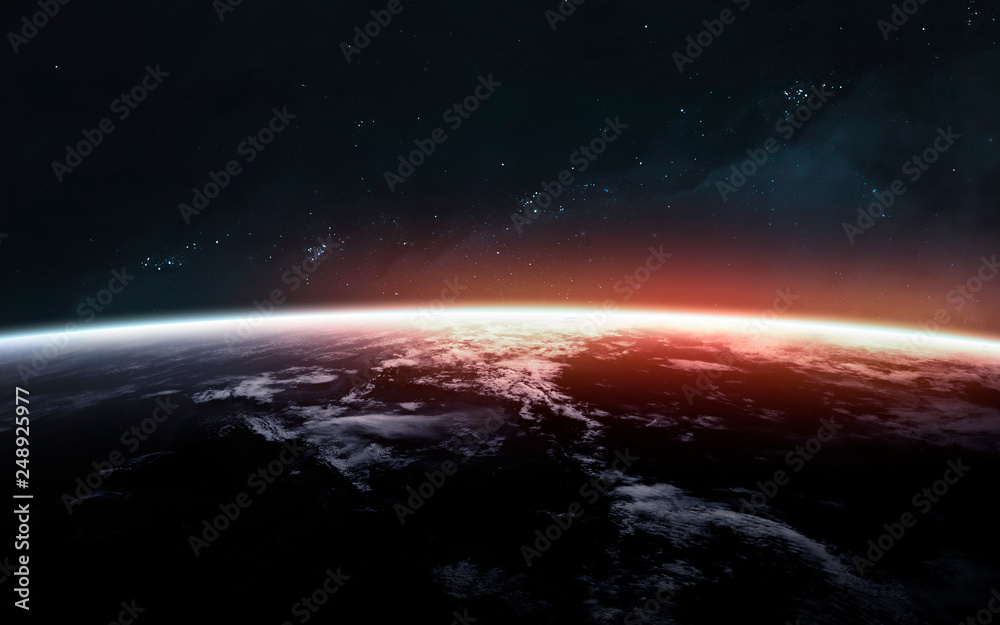 Earth planet. Science fiction art. Elements of this image furnished by NASA