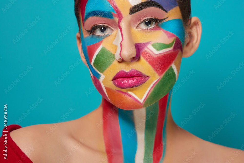 Face of beautiful model with creative make up. Face of beautiful model with creative make up.