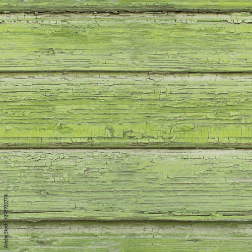 seamless texture old wooden narrow boards with shabby light green paint horizontal pattern
