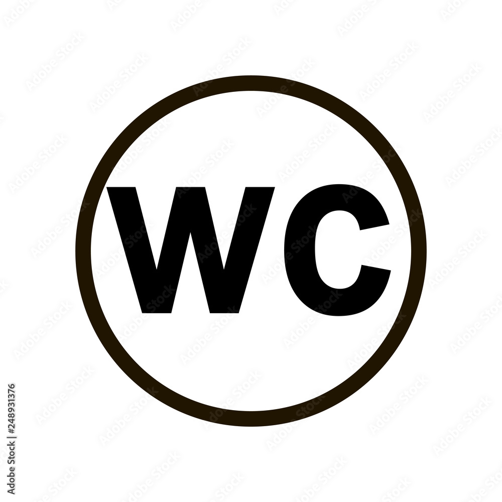 Simple WC toilet sign on the door means entrance to closet Simple WC toilet sign on the door means entrance to closet