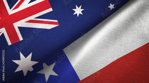 Australia and Chile two flags textile cloth, fabric texture