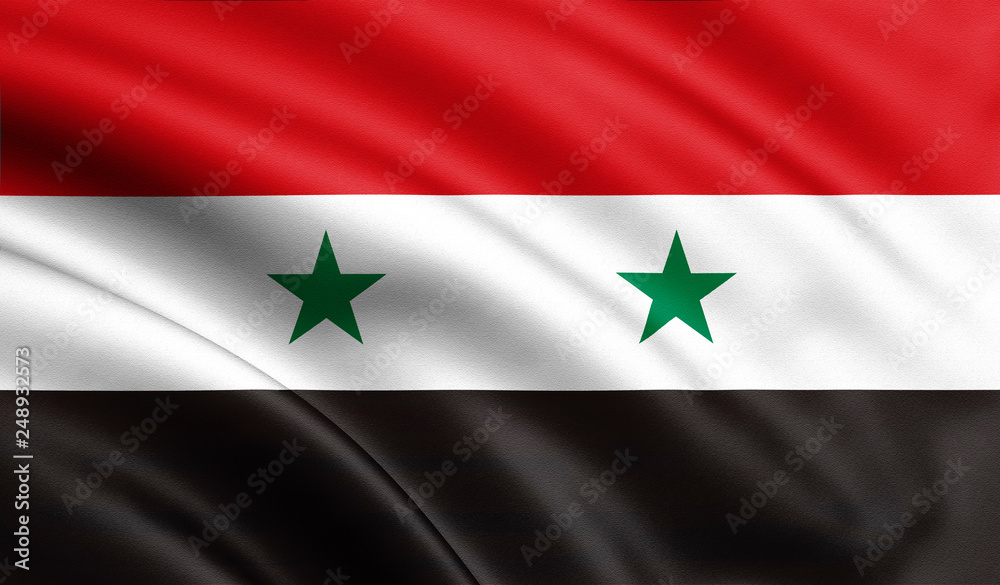 Syria flag blowing in the wind. Background texture. 3d rendering, wave. - Illustration Syria flag blowing in the wind. Background texture. 3d rendering, wave. - Illustration