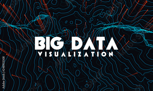 Big data visualization. Trendy infographic background. Data analysis presentation. 