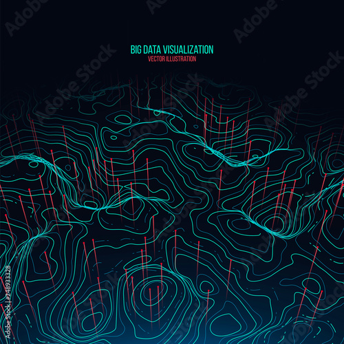 Big data visualization. Trendy infographic background. Data analysis presentation. 