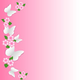 White paper effect butterfly on pink background. Mockup for design. Vector EPS10.