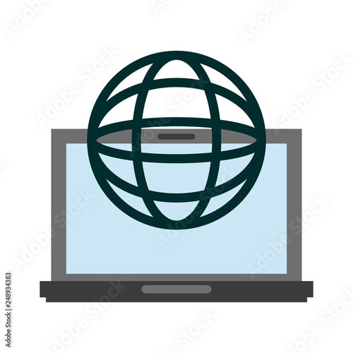 laptop with global spehere on screen