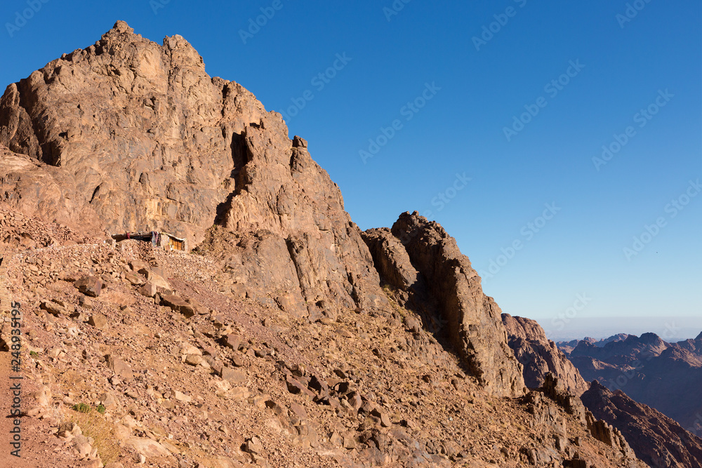 Amazing Sunrise at Sinai Mountain, Beautiful dawn in Egypt, Beautiful view from the mountain	