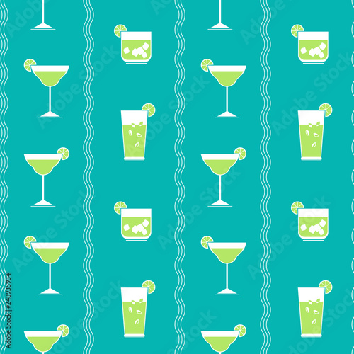 Flat cocktail party vector seamless pattern