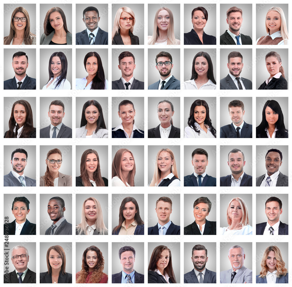 portraits of a group of successful employees isolated on white portraits of a group of successful employees isolated on white
