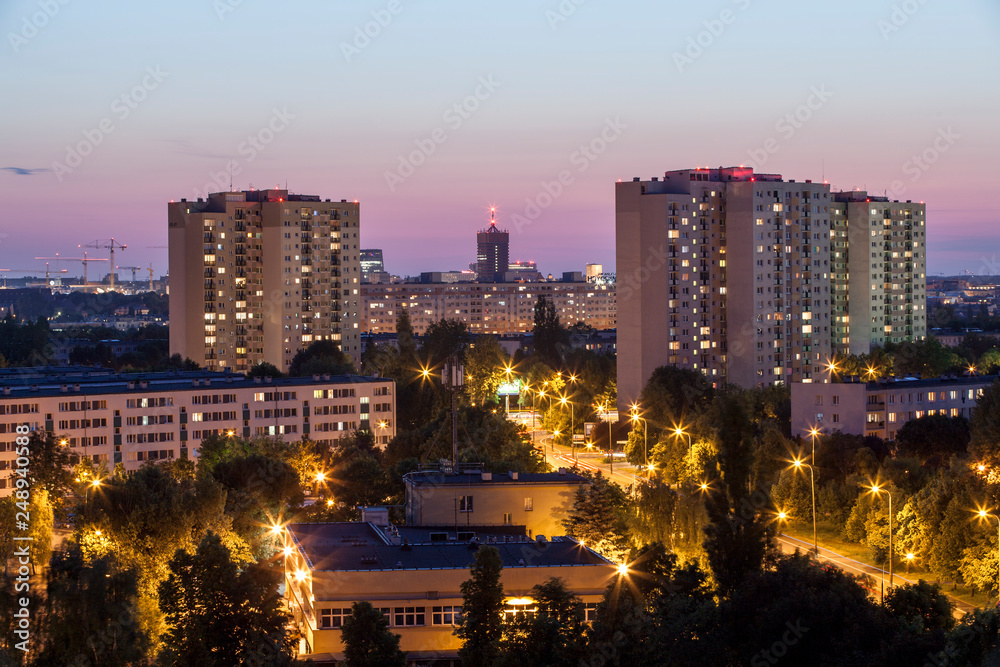Postmodern buildings of a housing estate. Postmodern buildings of a housing estate.