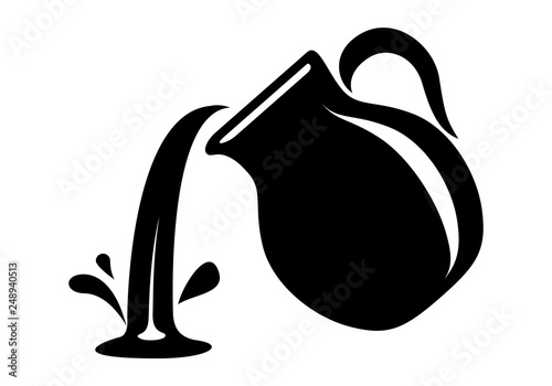 Jug pour out milk or water canister. Simple logo.