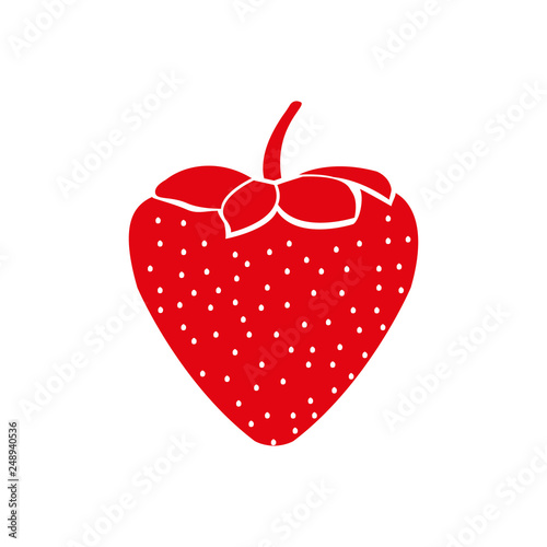 Garden strawberry fruit or strawberries flat color vector icon for food apps and websites