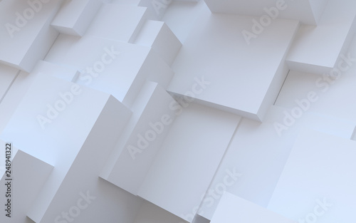 Abstract white background. Random plaster cubes