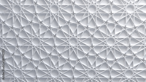Abstract white arabic girih pattern background. photo