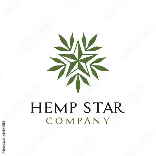 Pot Cannabis Leaf Marijuana Hemp Star for CBD THC company logo design