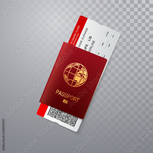 International passport with boarding pass