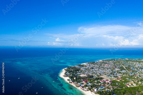 The beautiful tropical Island of Zanzibar aerial view. sea in Zanzibar beach, Tanzania. © Pakhnyushchyy