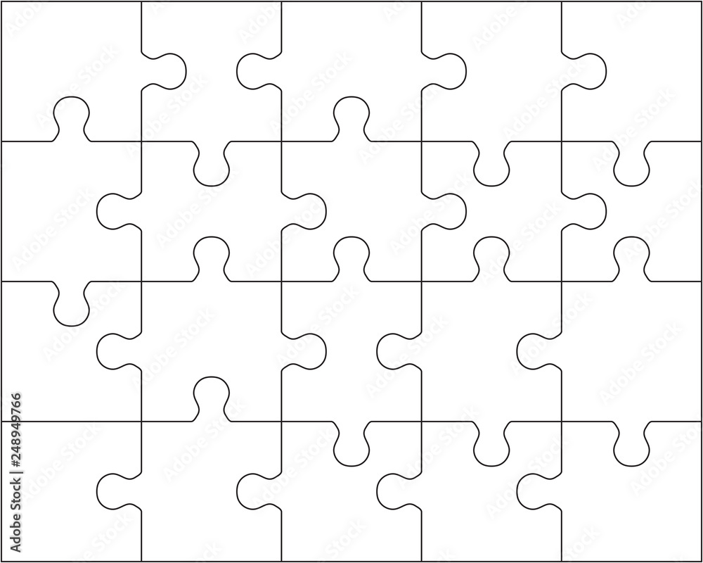 Vector illustration of white puzzle, separate pieces Vector illustration of white puzzle, separate pieces