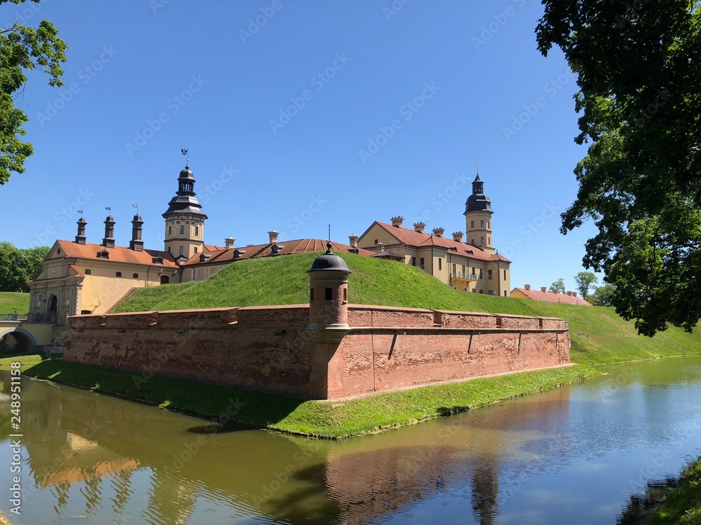 Nesvizh Castle in Belarus on a sunny summer day