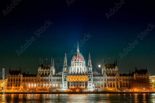 Hungary parliament building at night