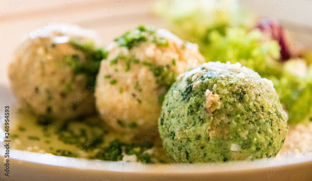 Knödel specialty; boiled dumplings common in Central and Eastern Europe