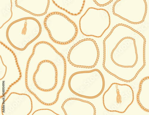 Gold chains luxury pattern background. Vector illustration.