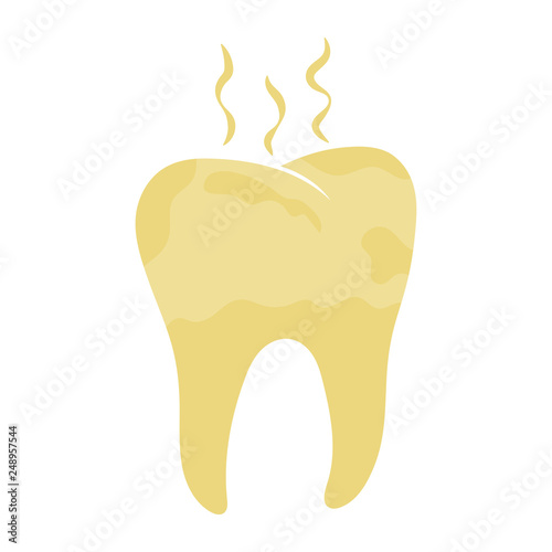 Unhealthy Tooth. Yellow rotten teeth