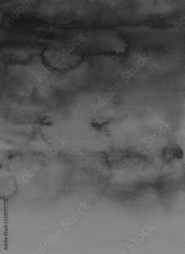 Black ink and watercolor textures on white paper background. Paint leaks and ombre effects. Hand painted abstract image. School blackboard.