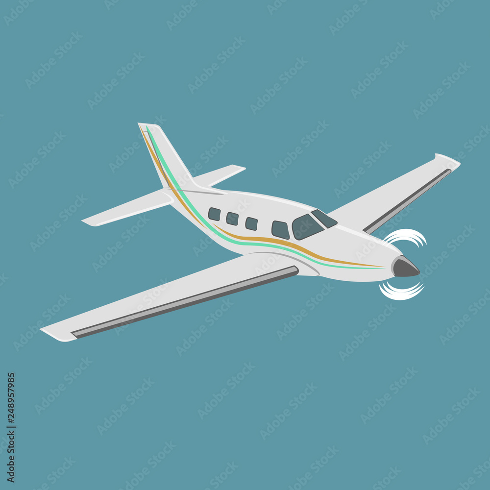 Small plane vector illustration. Single engine propelled aircraft. Air tours wehicle