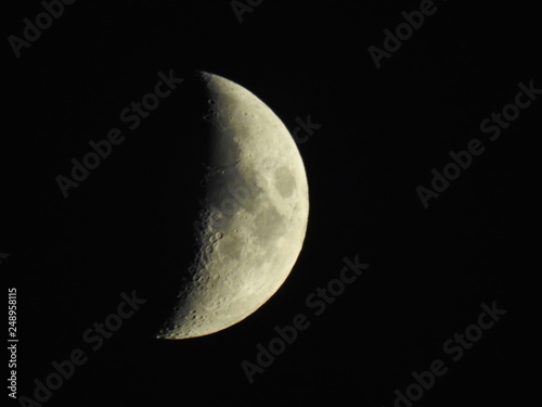 Moon crescent on black sky