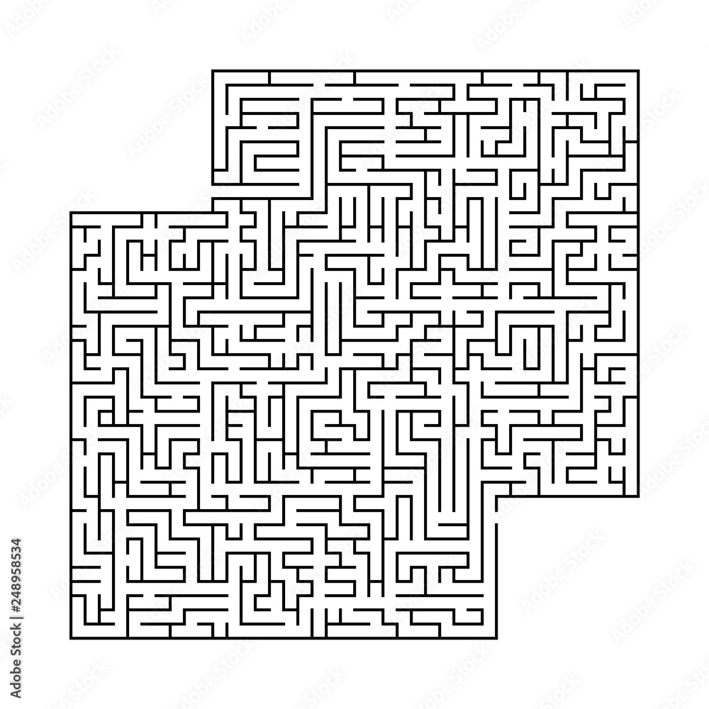 Complex maze puzzle game with empty panel # 10 (high level of difficulty). Labyrinth with free space for your character or text - Vektorgrafik