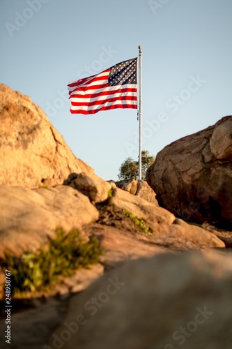 Mountain Top American Flag at Sunrise 09