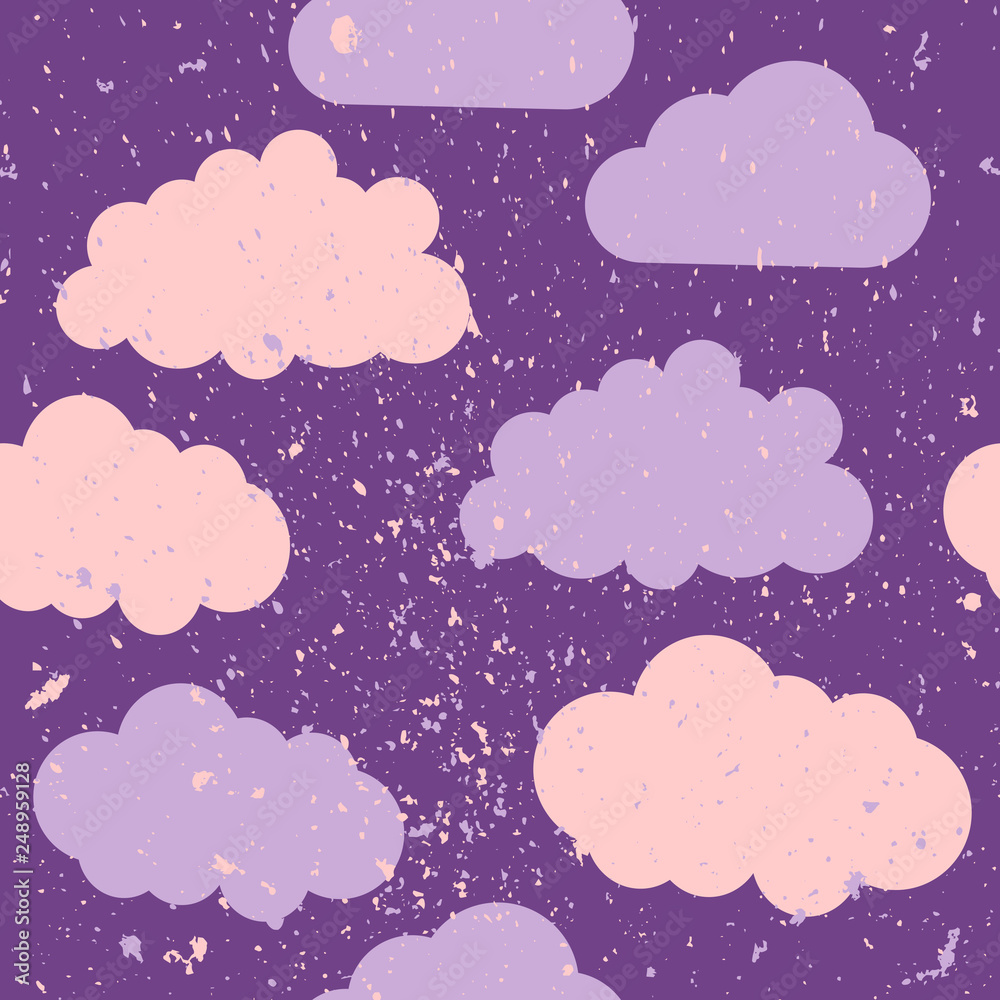 Seamless pattern with clouds and paint splash.