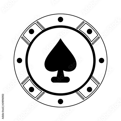 Casino chip game with ace in black and white