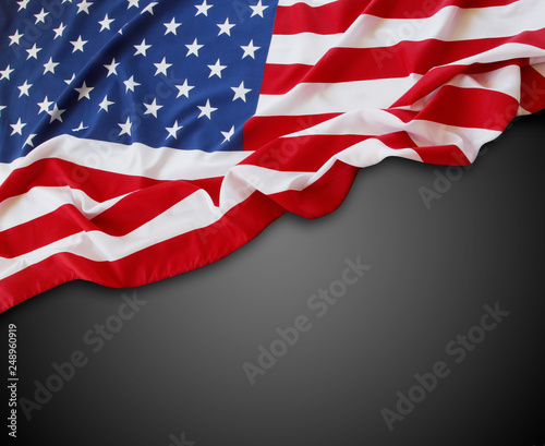 Fototapeta Naklejka Na Ścianę i Meble -  USA flag on grey